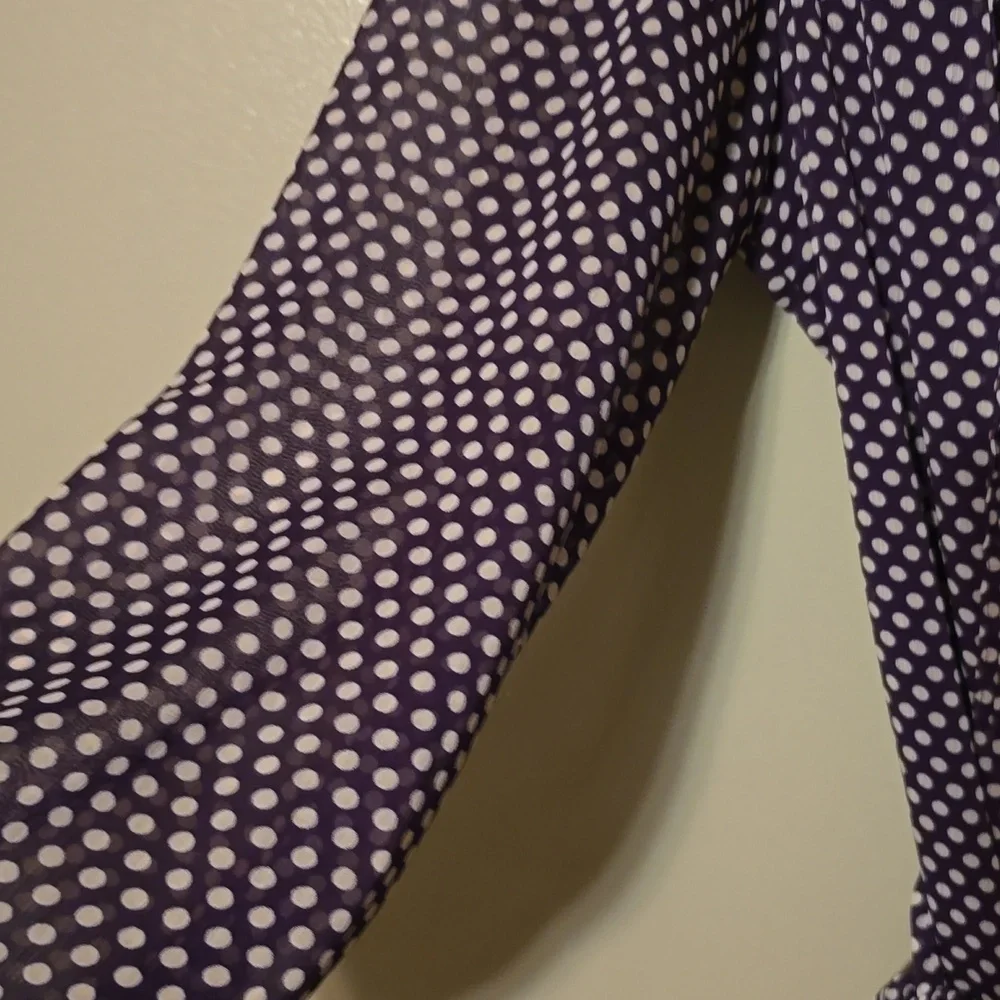 LIVERPOOL Polka‎ Dot Dress Purple and White Boho Women's 10